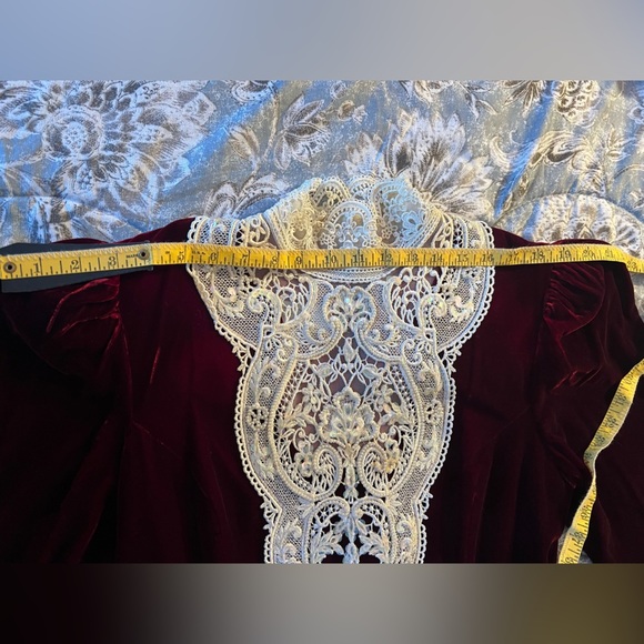 Vtg Jessica McClintock Velvet Hand Beaded Sequin Evening Gown Dress Burgundy 14 - Picture 11 of 17